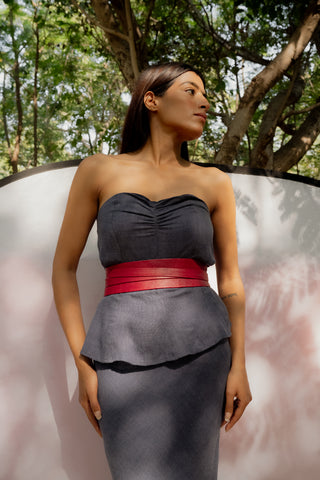 Scarlet Red Leather Wrap Belt