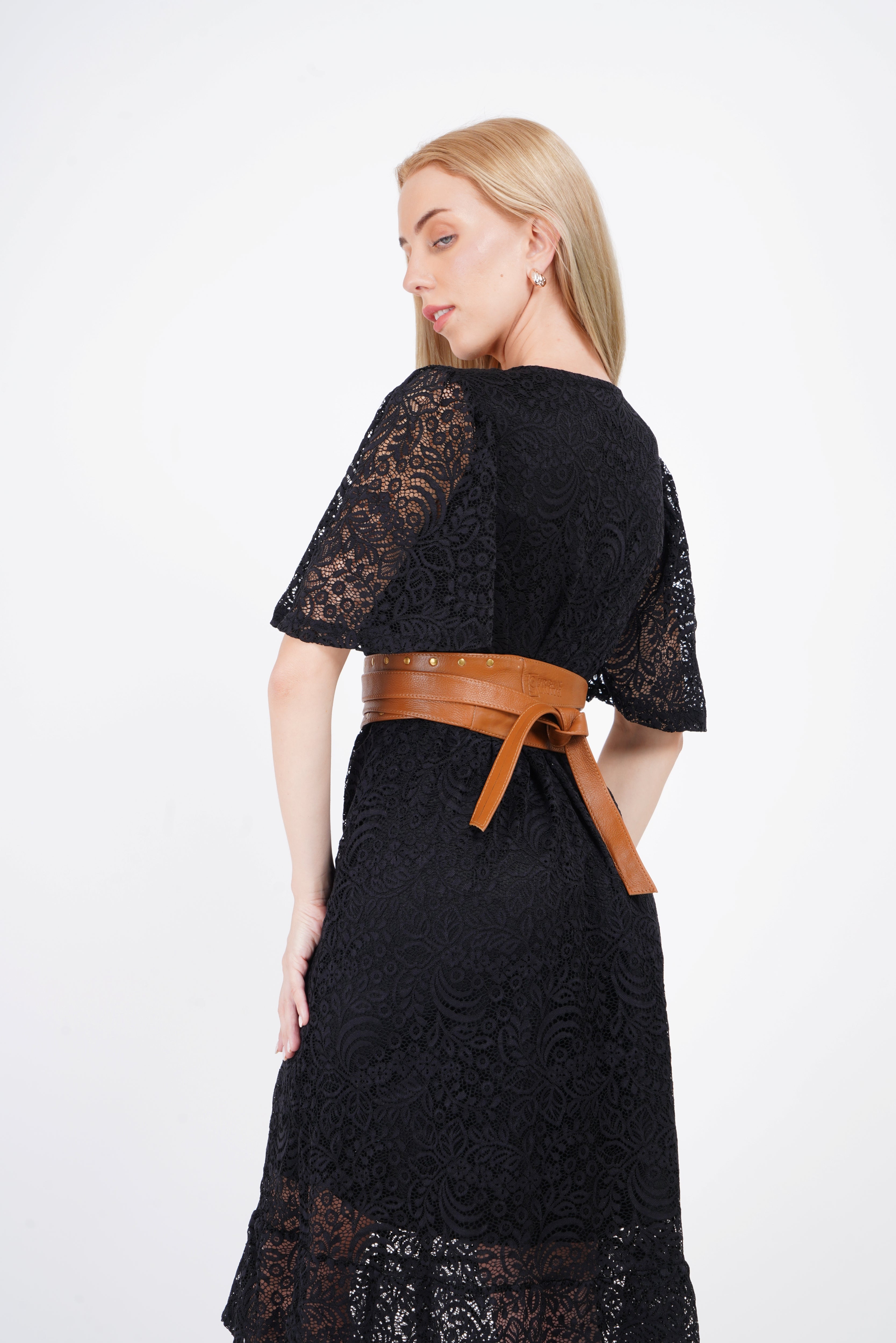 Tan Studded Leather Wrap Belt - Urban Lilith