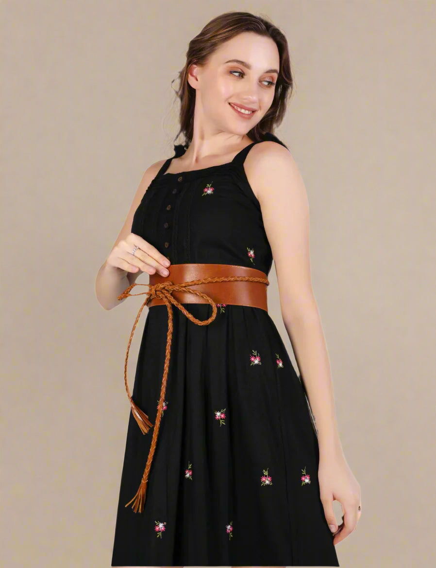 Braided Tan String Silhouette Belt - Urban Lilith