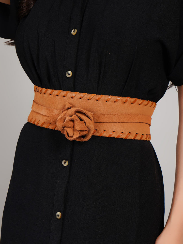 Brown Suede Silhouette Belt