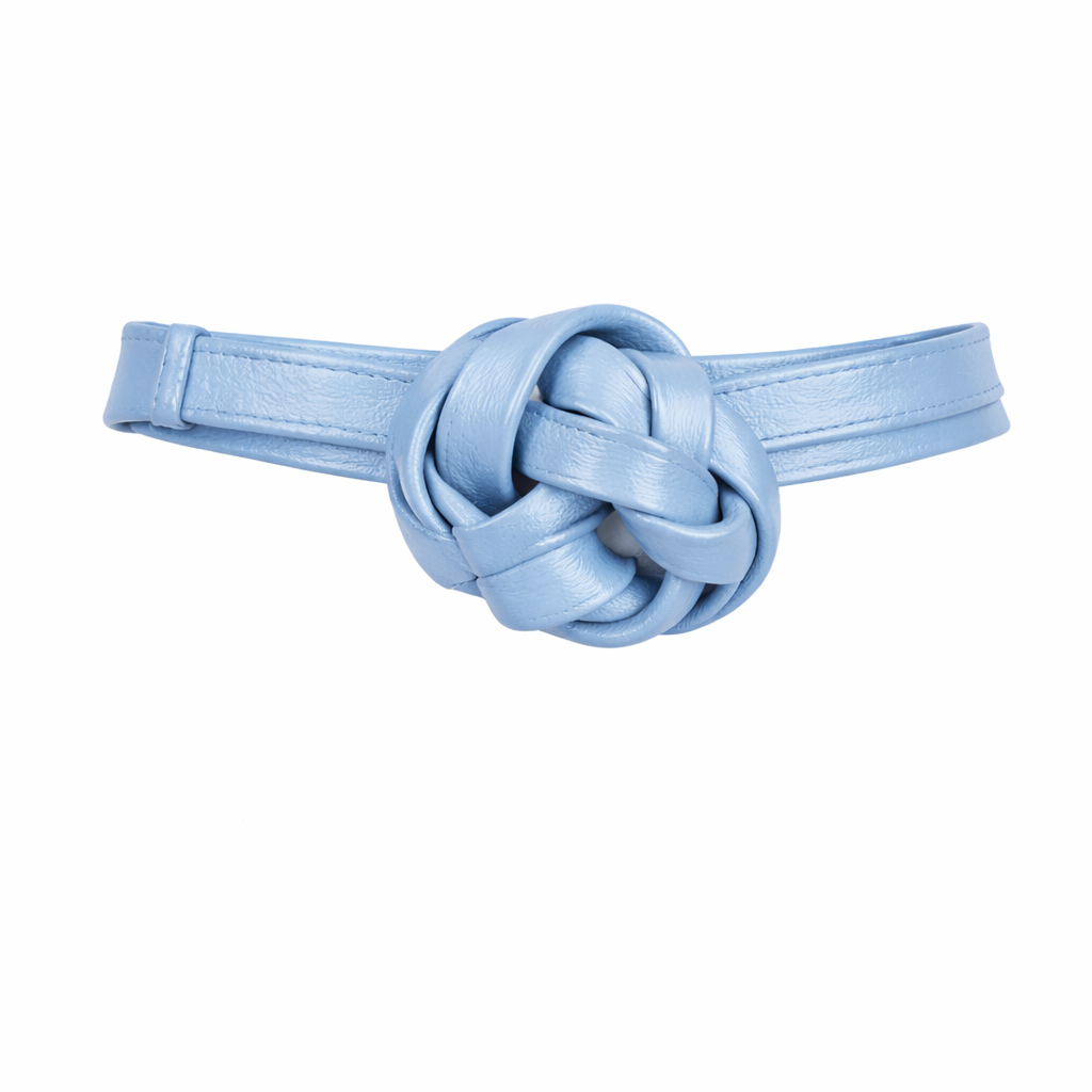 Cloud Blue Slim Leather Wrap Belt