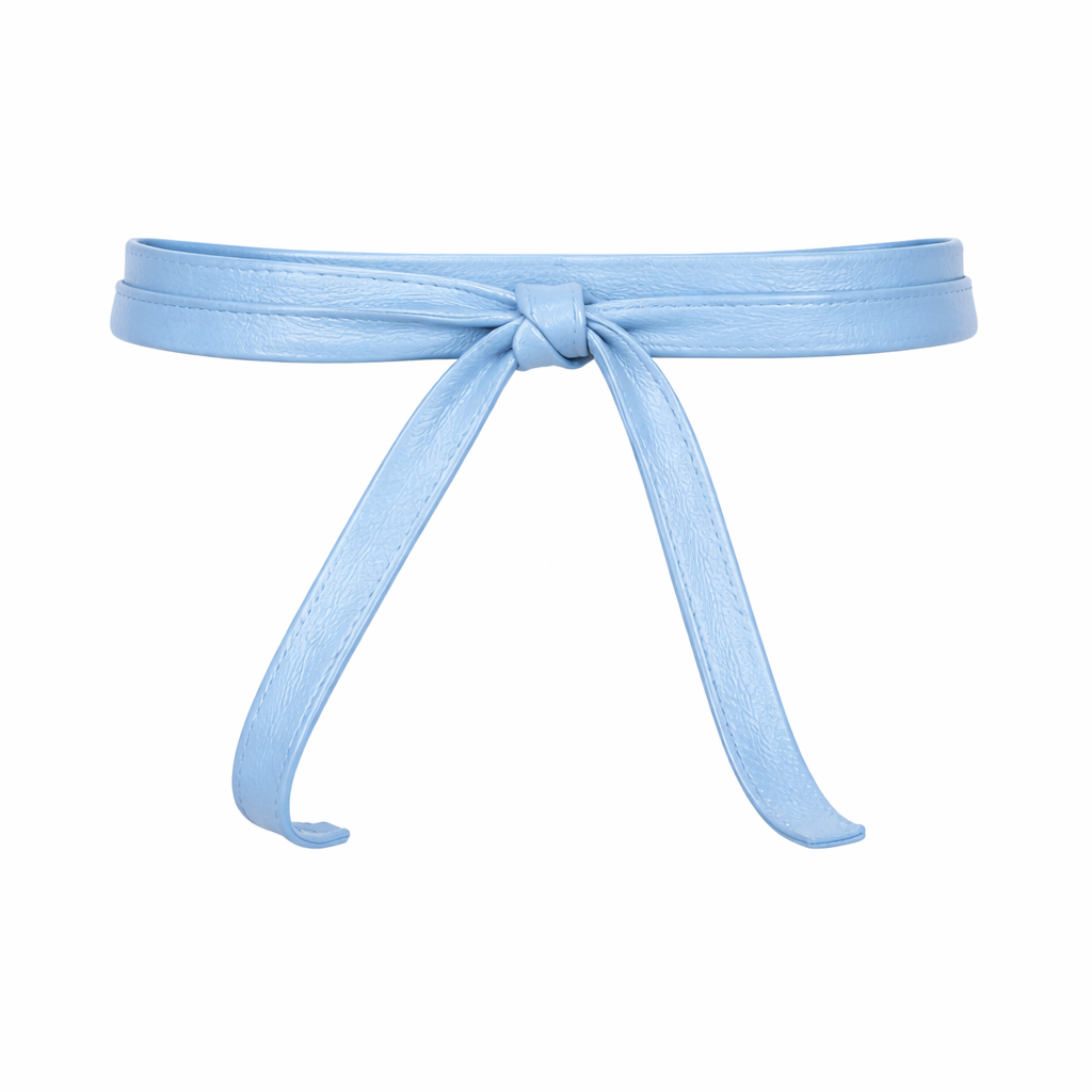 Cloud Blue Slim Leather Wrap Belt