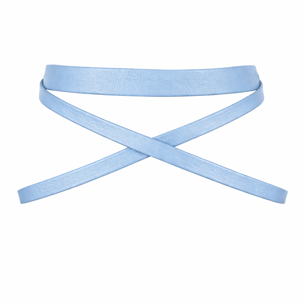 Cloud Blue Slim Leather Wrap Belt