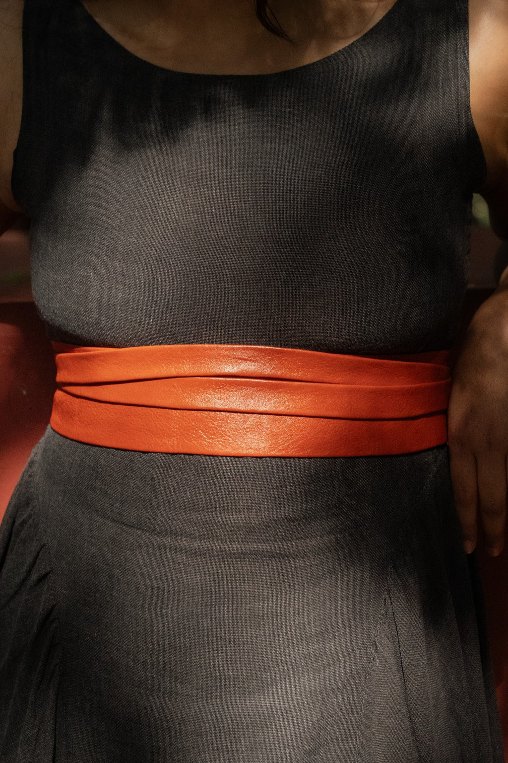 Burnt Orange Leather Wrap Belt - Urban Lilith