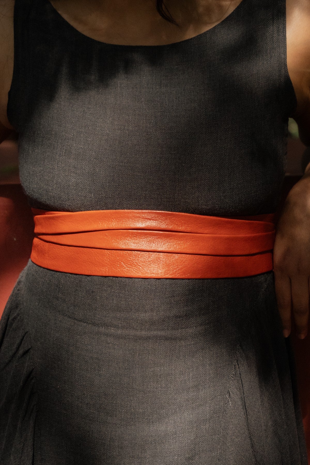 Burnt Orange Leather Wrap Belt - Urban Lilith