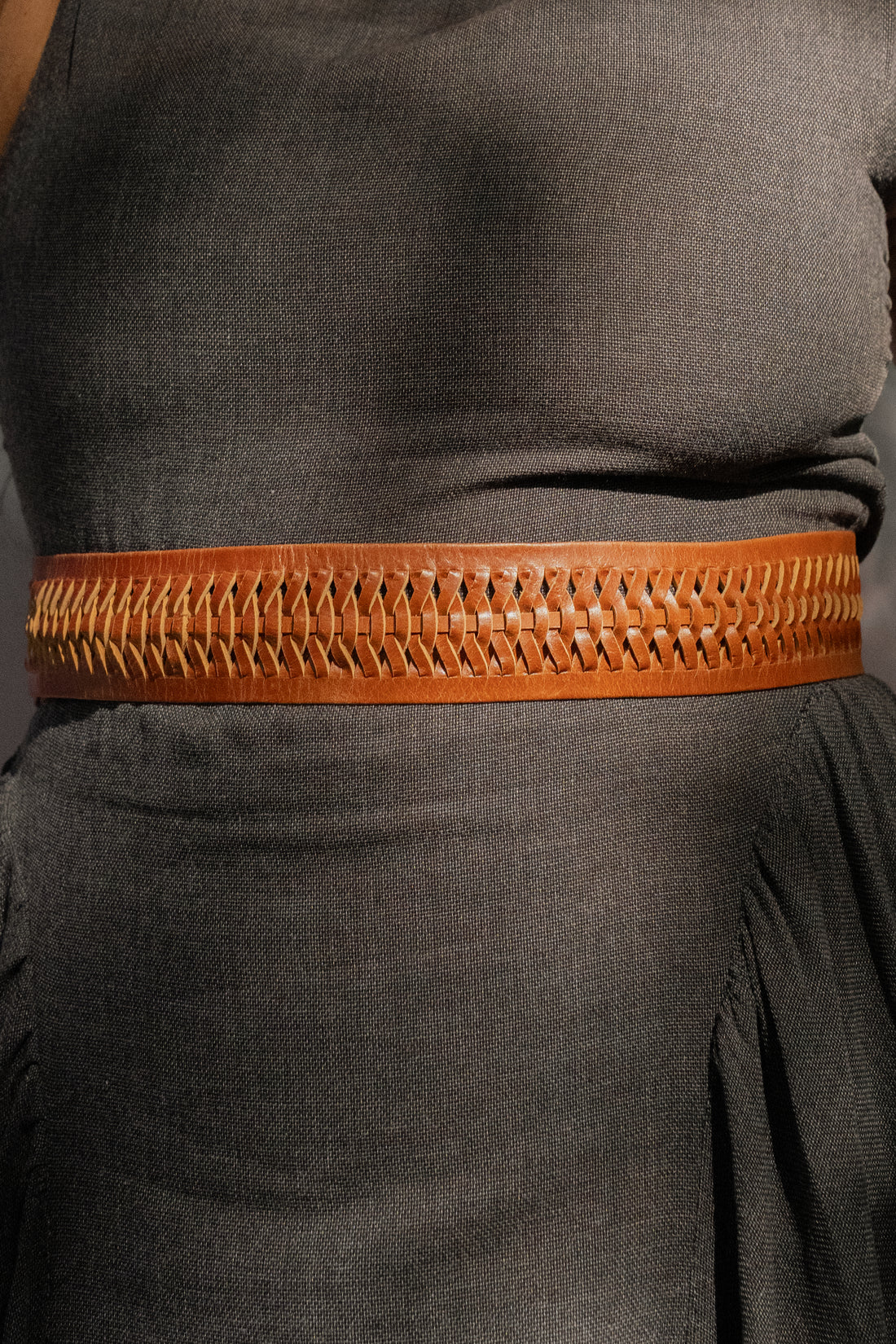 Tan Braided Leather Wrap Belt - Urban Lilith