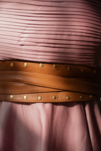 Tan Studded Leather Wrap Belt - Urban Lilith