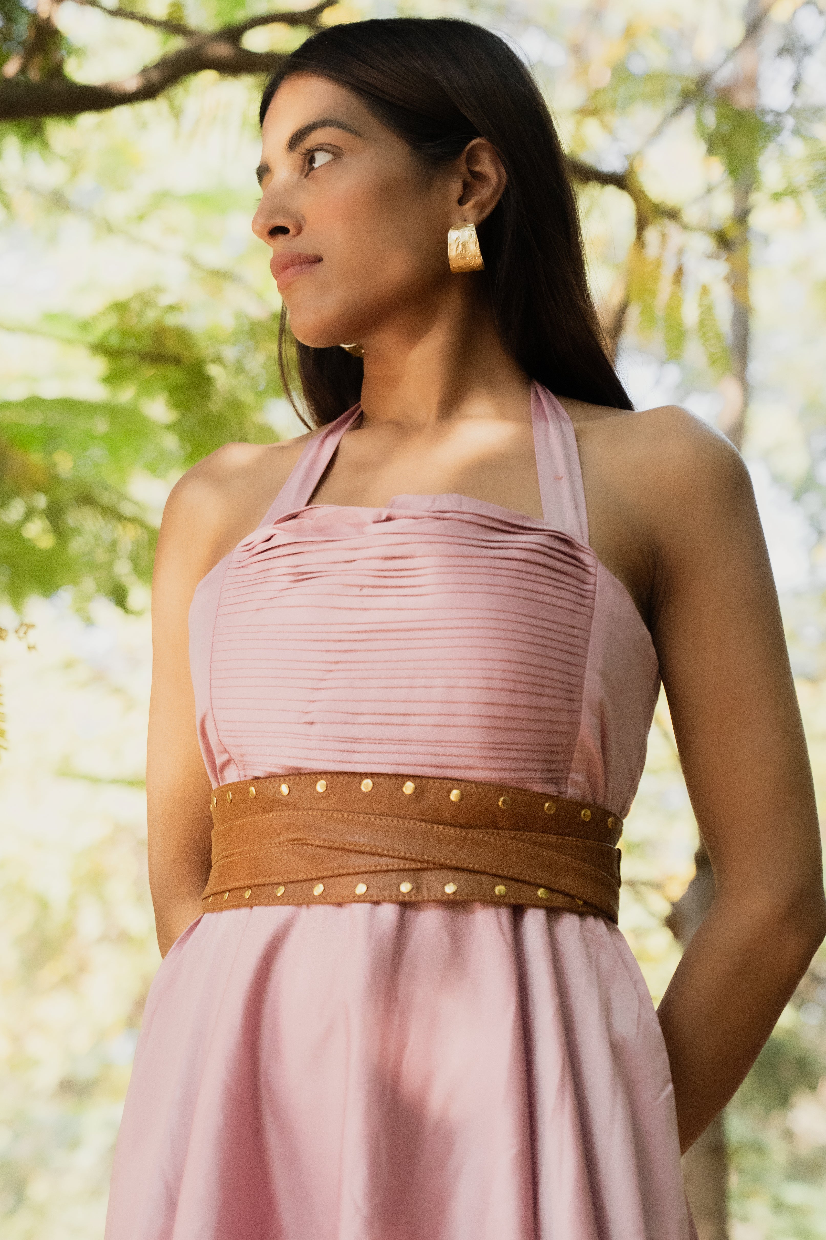 Tan Studded Leather Wrap Belt - Urban Lilith