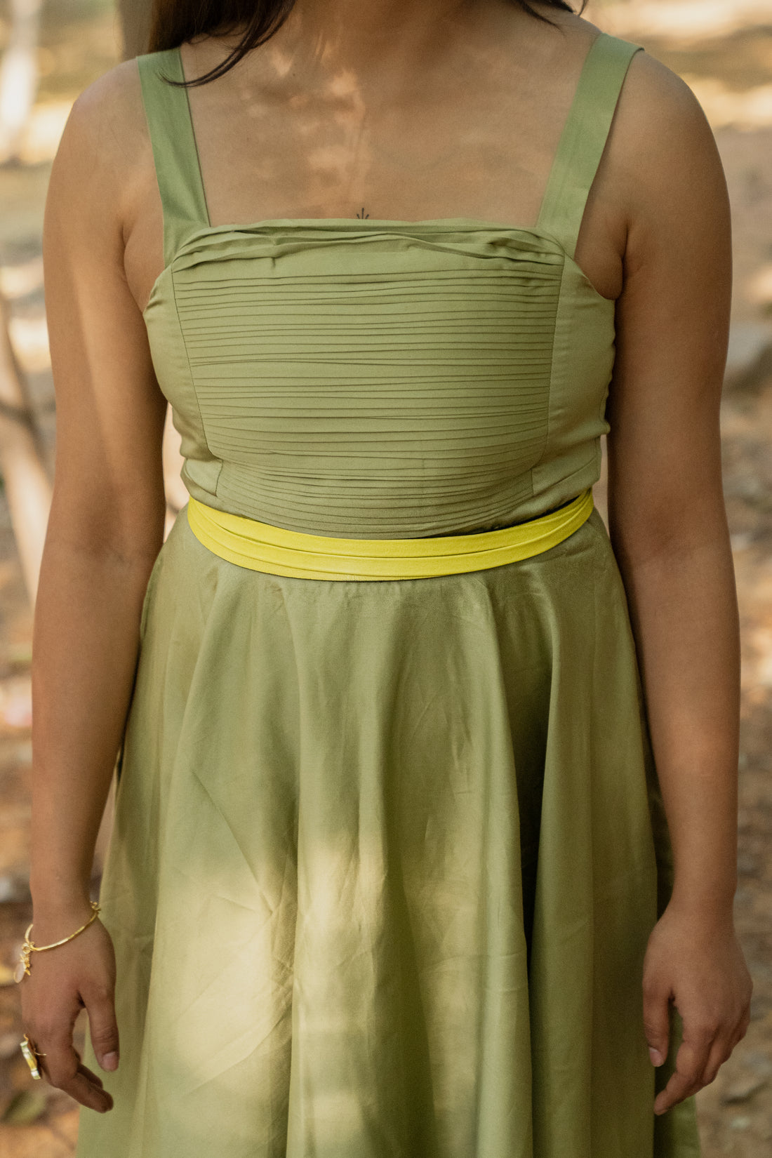 Citron Yellow Slim Leather Wrap Belt