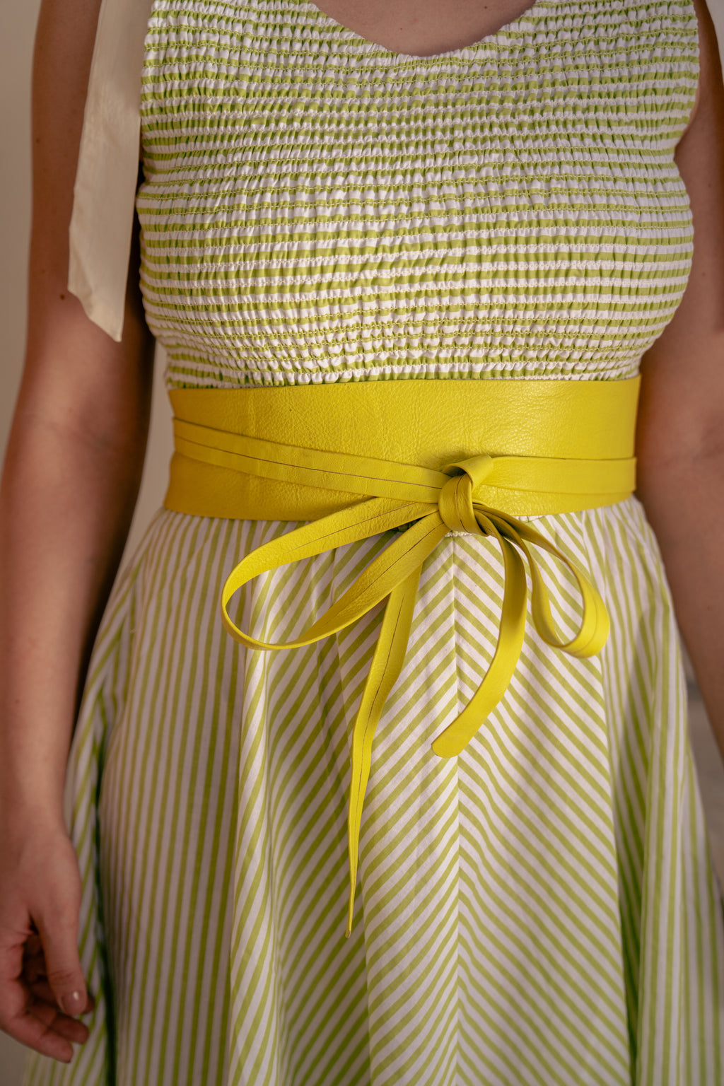 Electric Lime Leather Wrap Belt - Urban Lilith