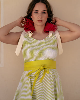 Electric Lime Leather Wrap Belt