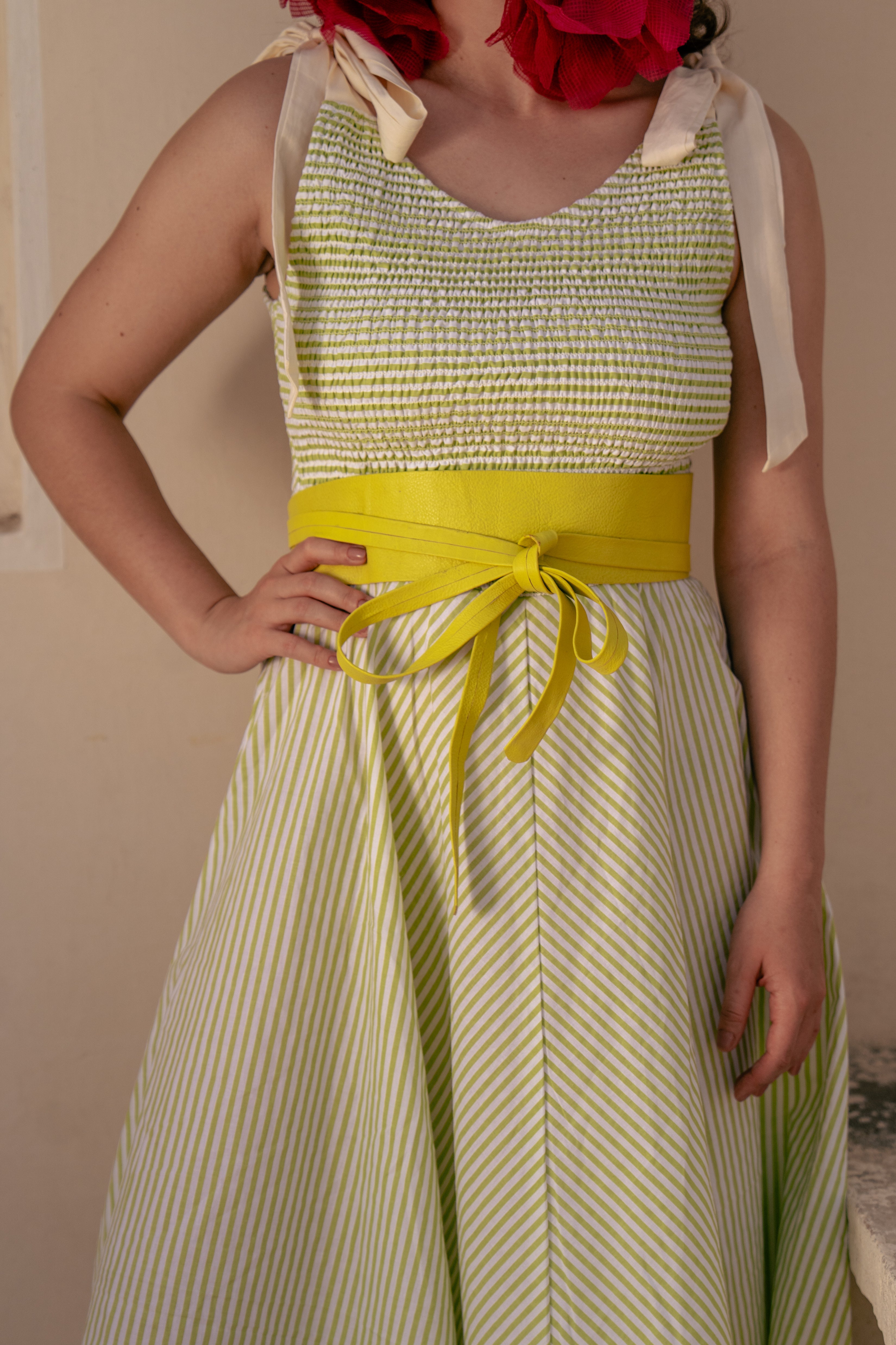 Electric Lime Leather Wrap Belt - Urban Lilith