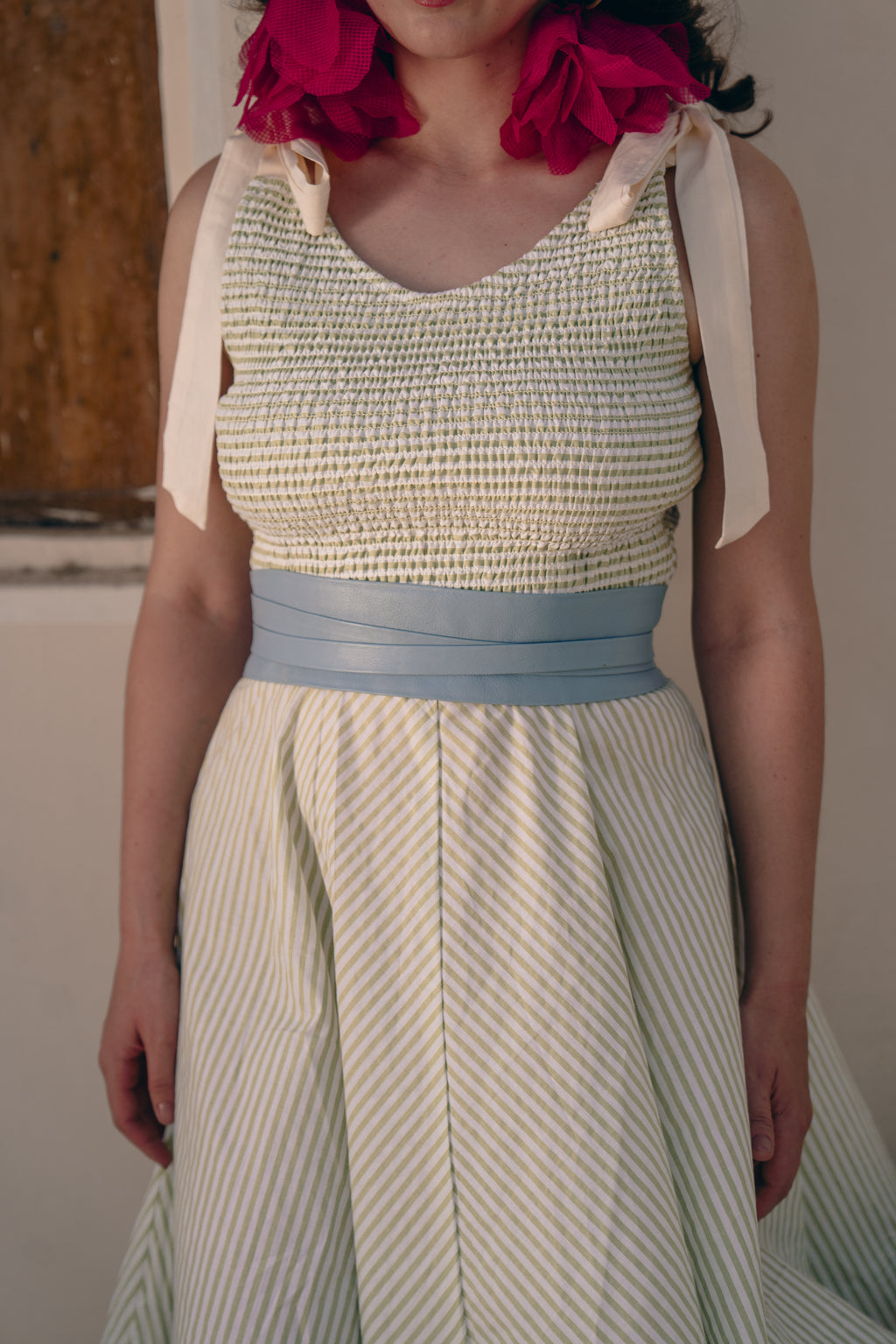 Cloud Blue Leather Wrap Belt - Urban Lilith
