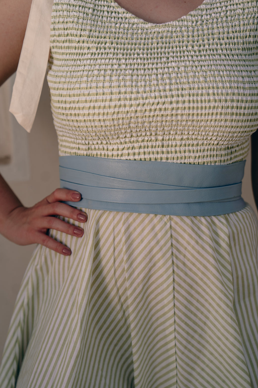 Cloud Blue Leather Wrap Belt - Urban Lilith