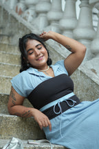 Cloud Blue Slim Leather Wrap Belt