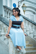 Cloud Blue Slim Leather Wrap Belt