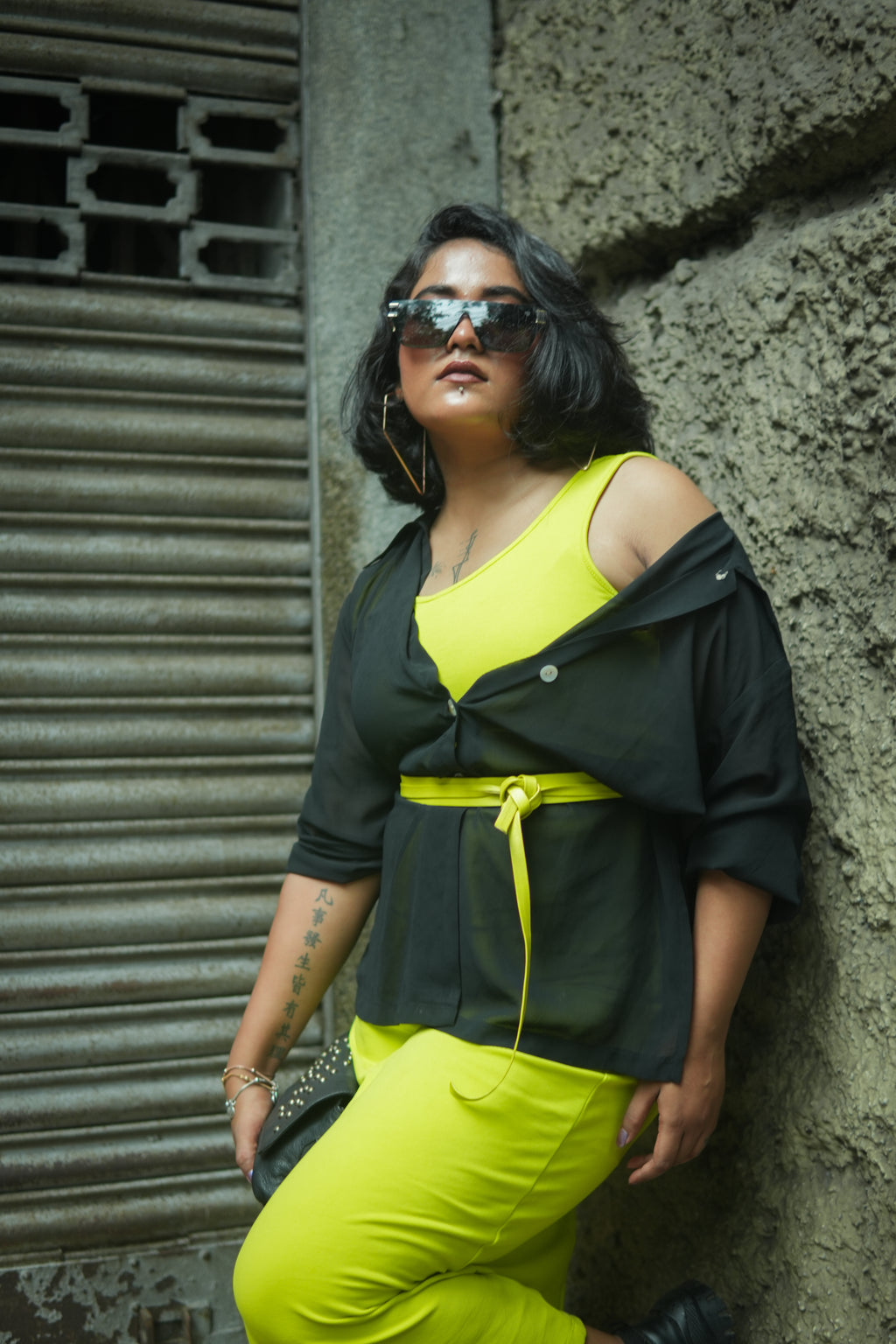 Citron Yellow Slim Leather Wrap Belt