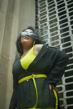 Citron Yellow Slim Leather Wrap Belt