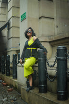 Citron Yellow Slim Leather Wrap Belt
