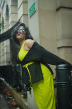 Citron Yellow Slim Leather Wrap Belt