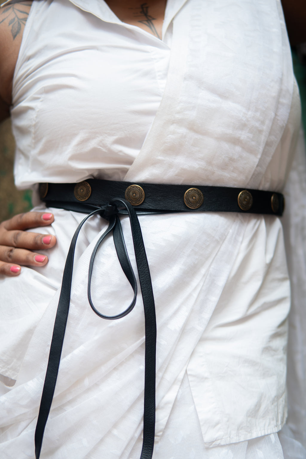 Vintage Slim Leather Wrap Belt