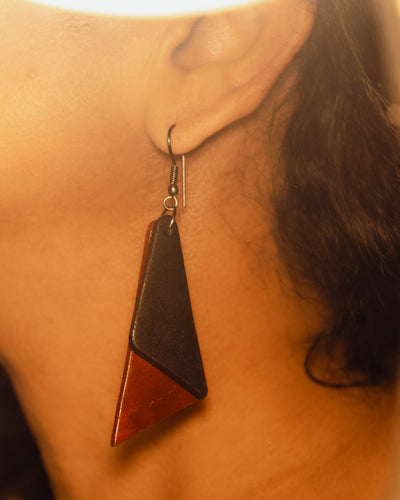 Balance Black on Red leather earrings by Urban Lilith