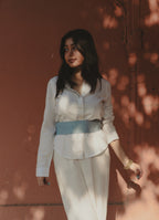 Cloud Blue Leather Wrap Belt - Urban Lilith