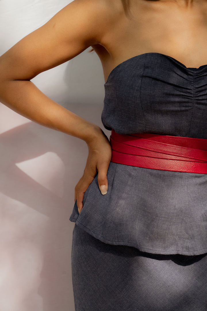 Scarlet Red Leather Wrap Belt- Urban Lilith