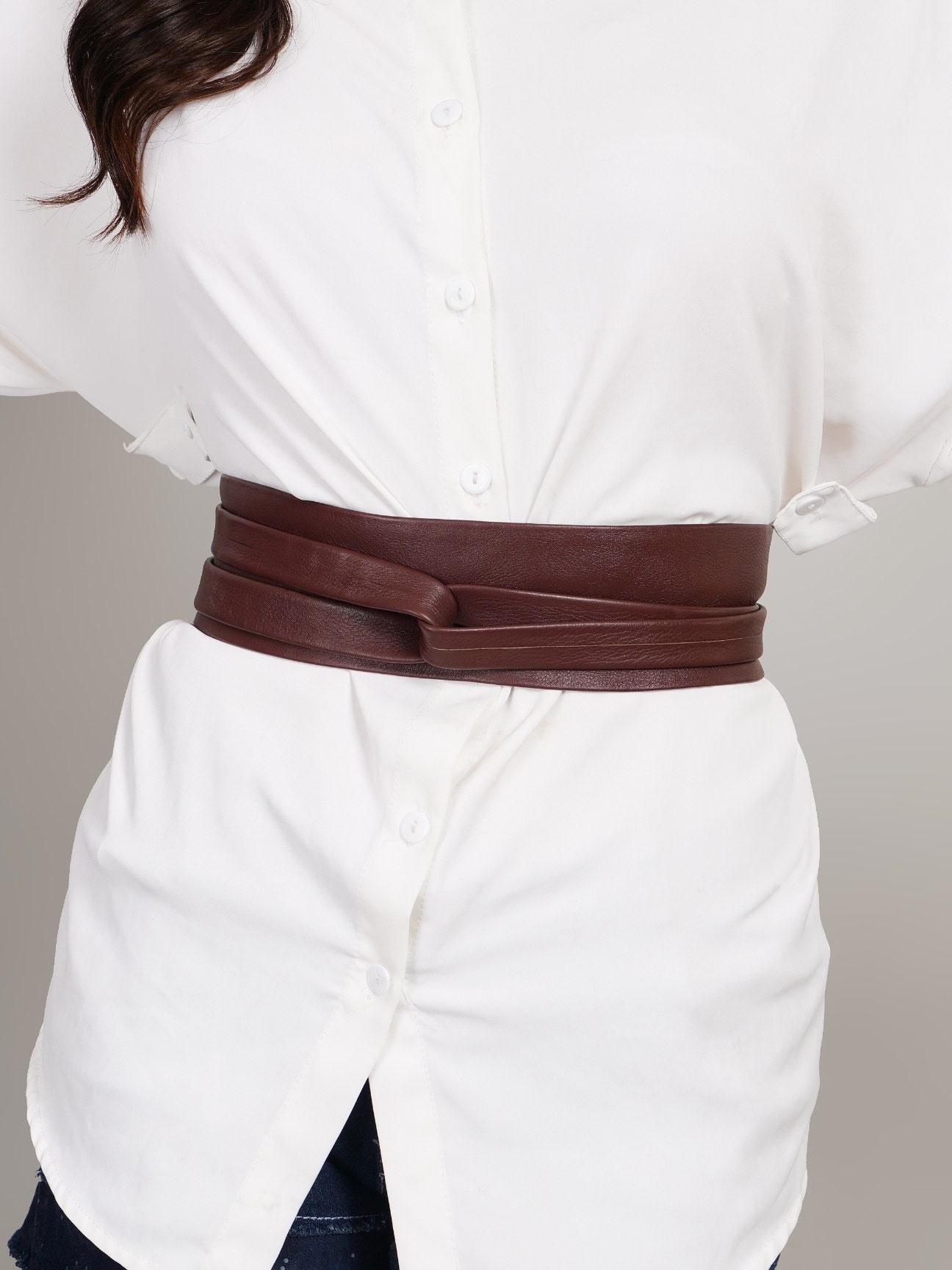 Dark Wine Leather Wrap Belt - Urban Lilith