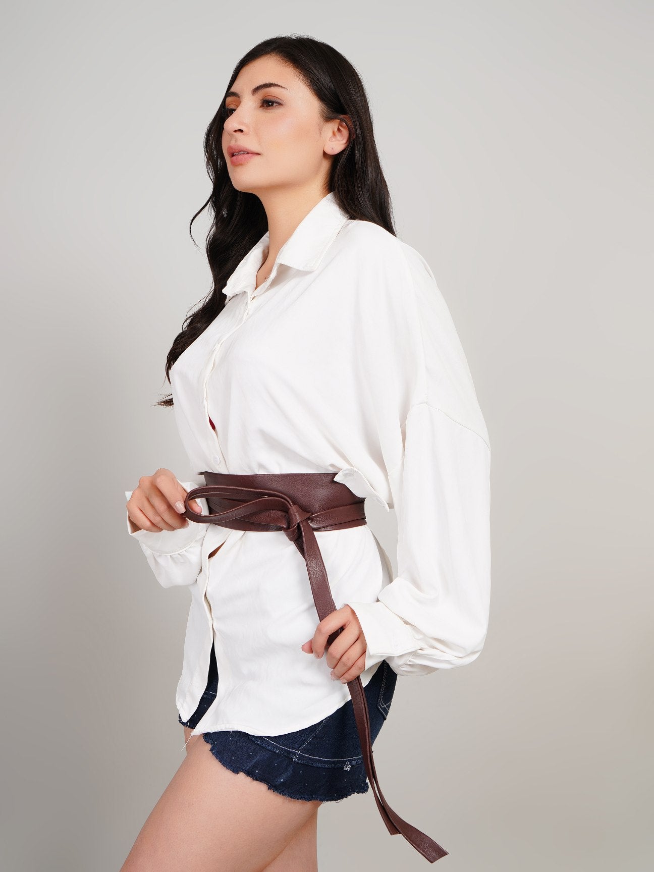 Dark Wine Leather Wrap Belt - Urban Lilith