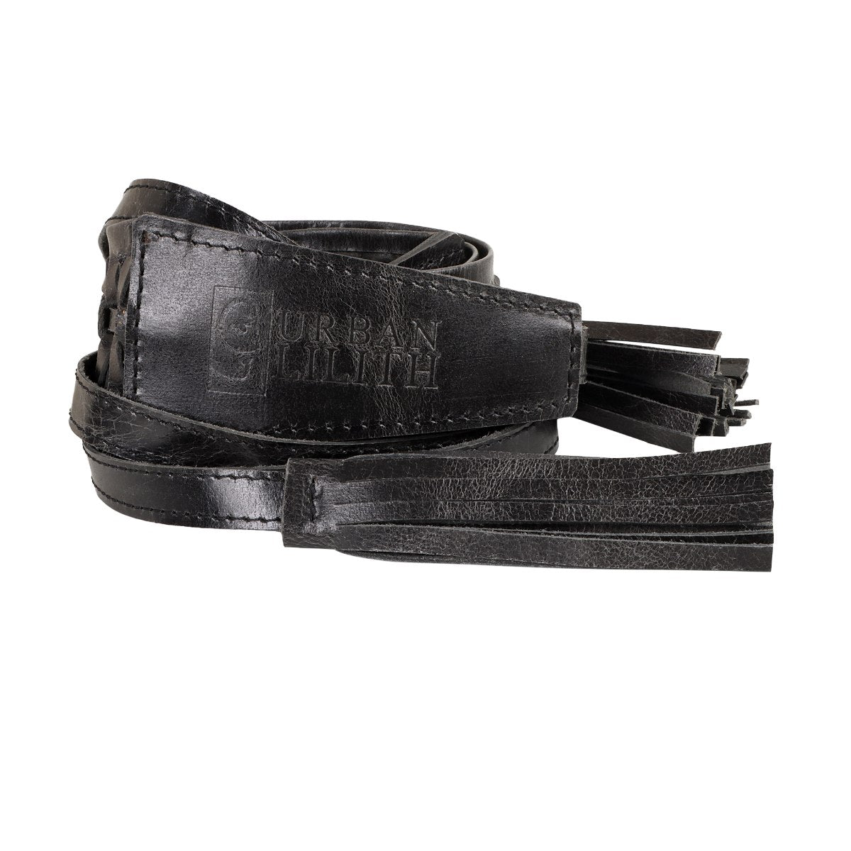 Black Braided Leather Wrap Belt - Urban Lilith