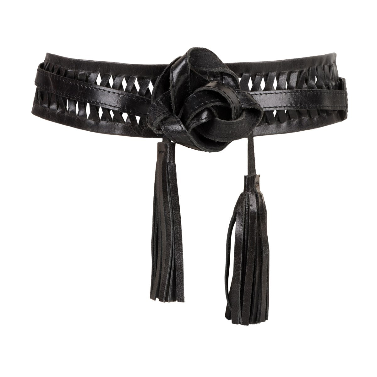 Black Braided Leather Wrap Belt - Urban Lilith