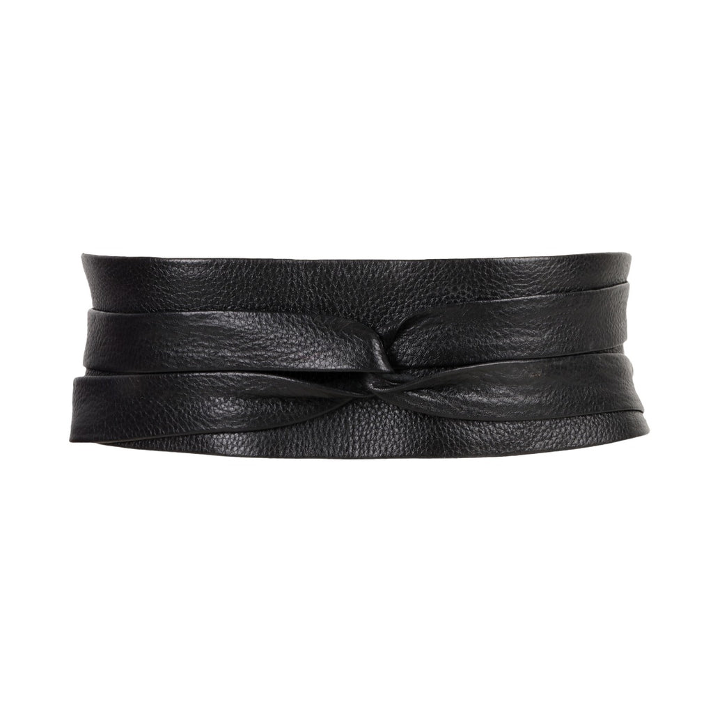 Raven Black Leather Wrap Belt - Urban Lilith