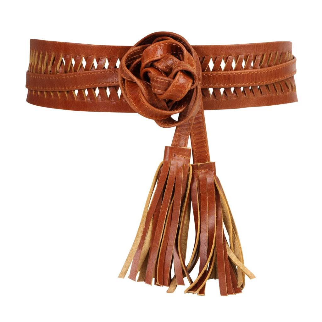 Tan Braided Leather Wrap Belt - Urban Lilith