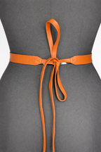 Burnt Orange Slim Leather Wrap Belt - Urban Lilith