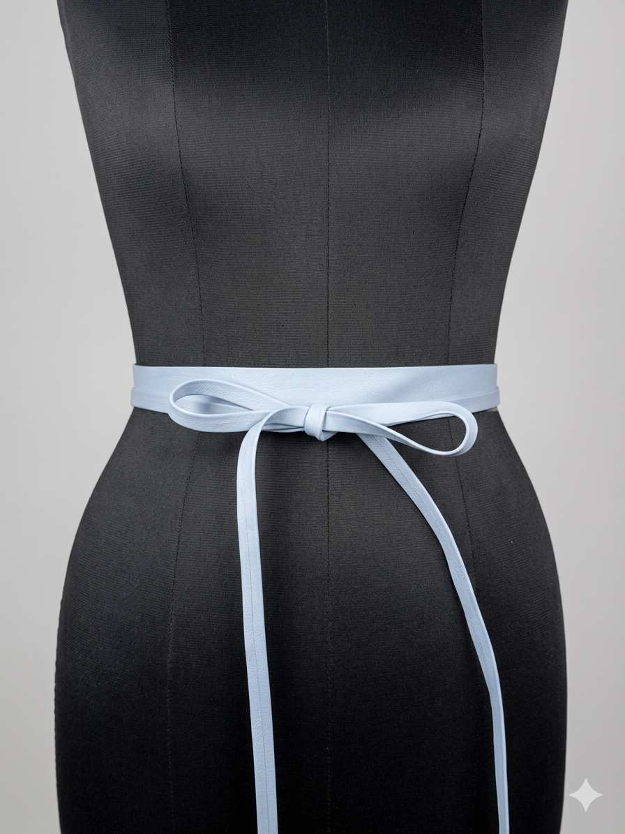 Cloud Blue Slim Leather Wrap Belt - Urban Lilith