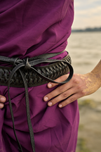 Black Braided Leather Wrap Belt