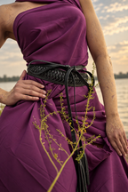 Black Braided Leather Wrap Belt