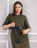 Black Braided Leather Wrap Belt - Urban Lilith
