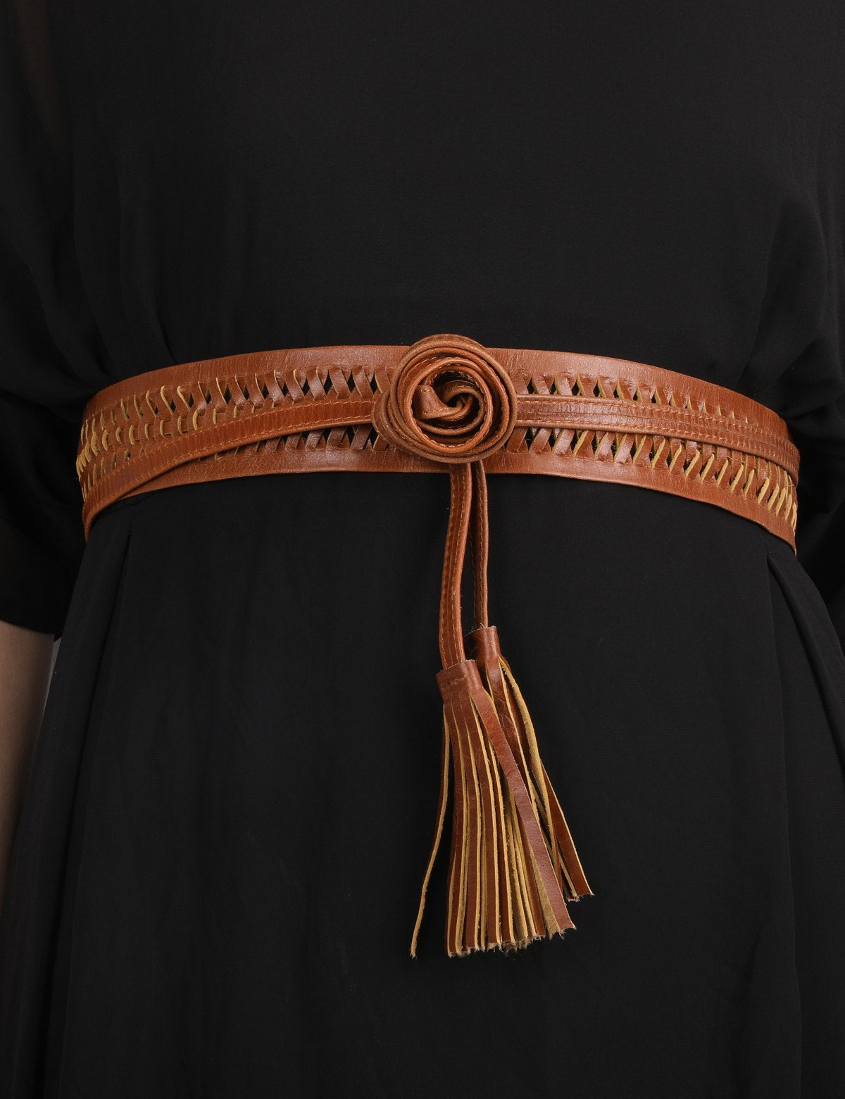 Tan Braided Leather Wrap Belt - Urban Lilith