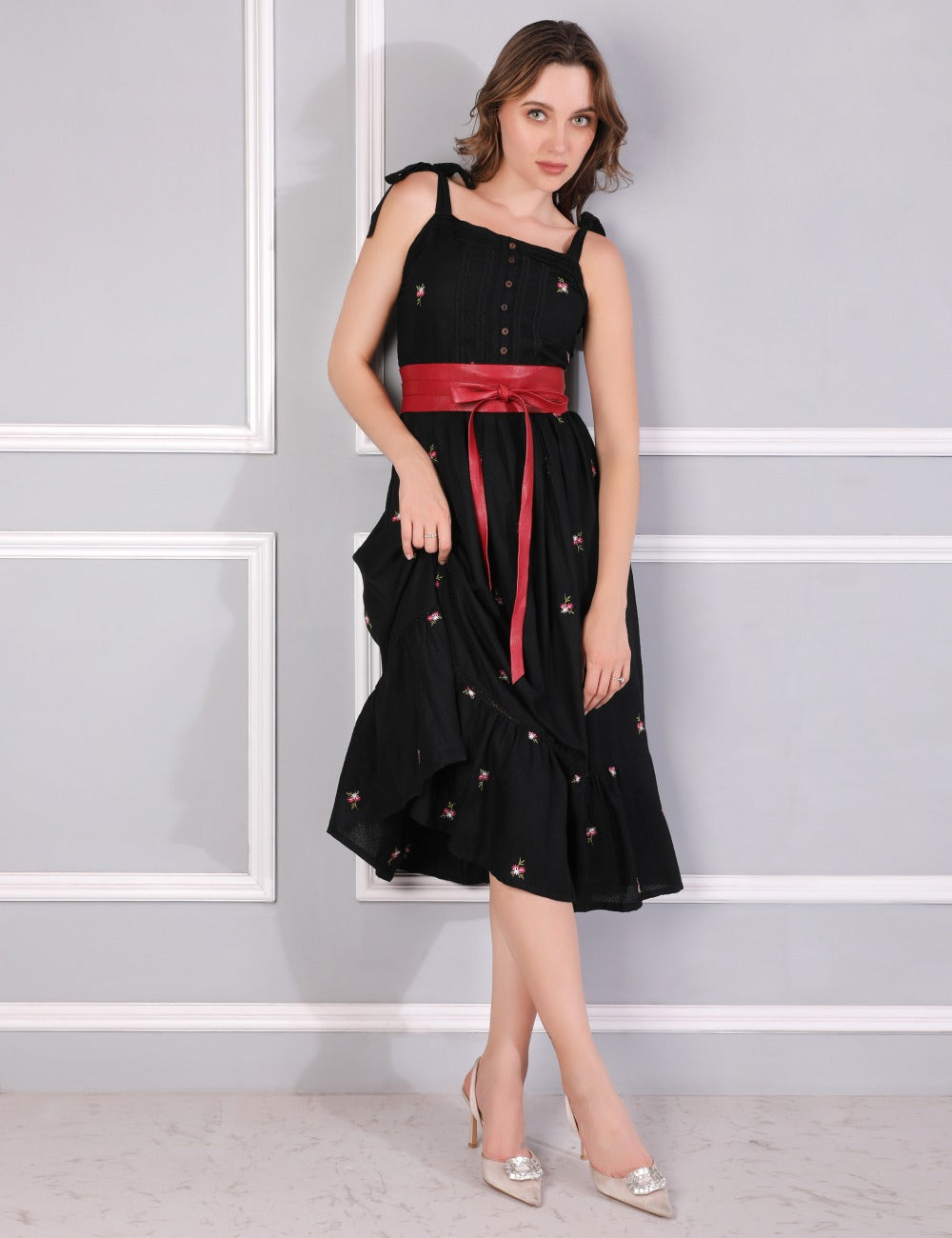 Scarlet Red Leather Wrap Belt- Urban Lilith