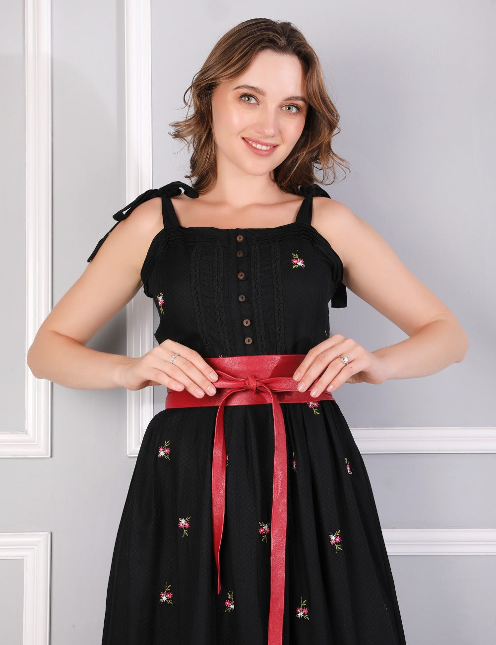 Scarlet Red Leather Wrap Belt- Urban Lilith