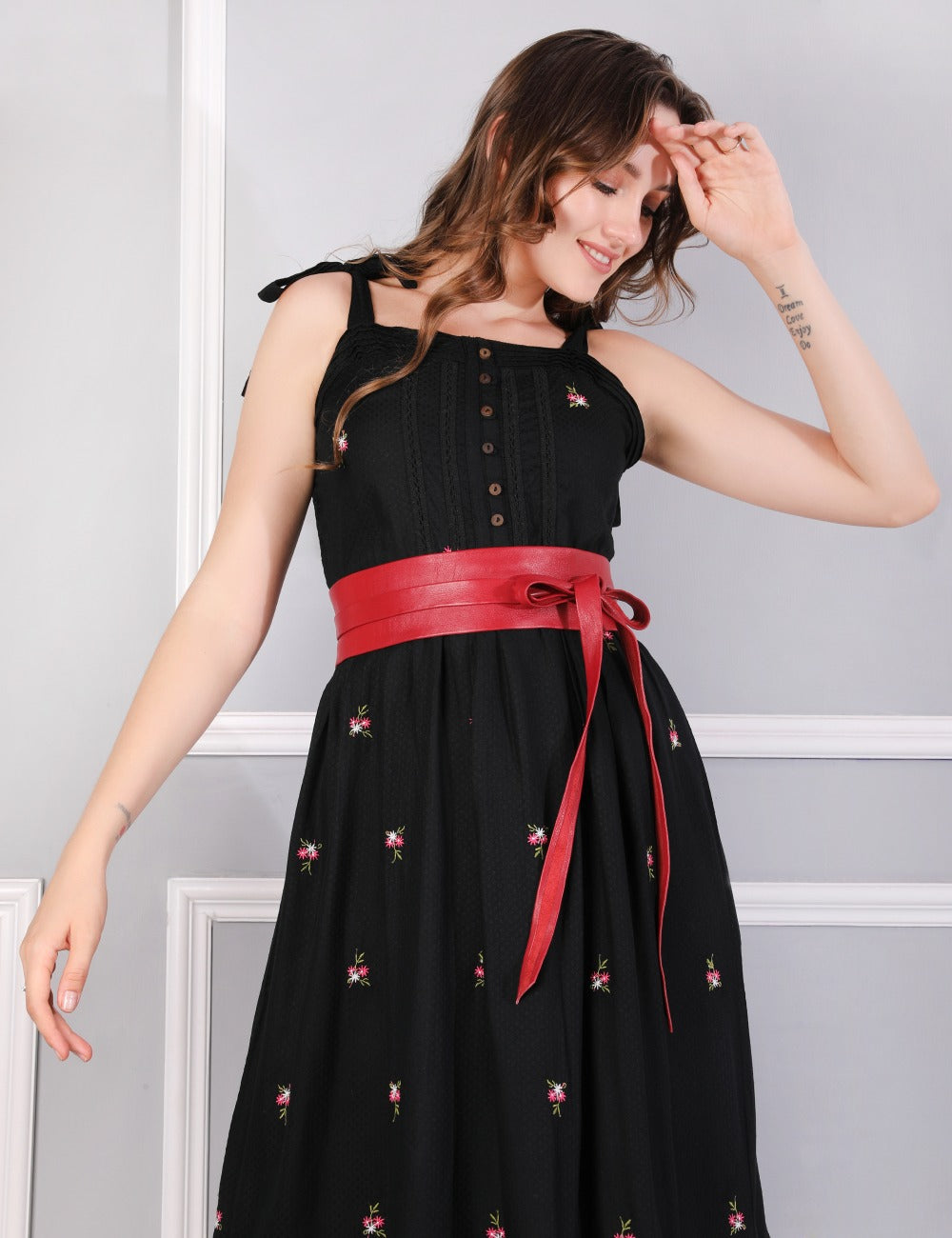 Scarlet Red Leather Wrap Belt- Urban Lilith