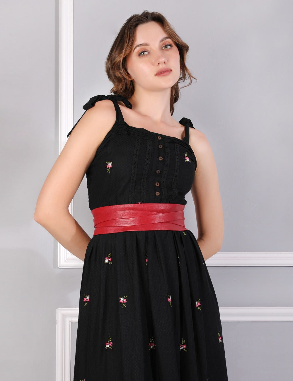 Scarlet Red Leather Wrap Belt- Urban Lilith