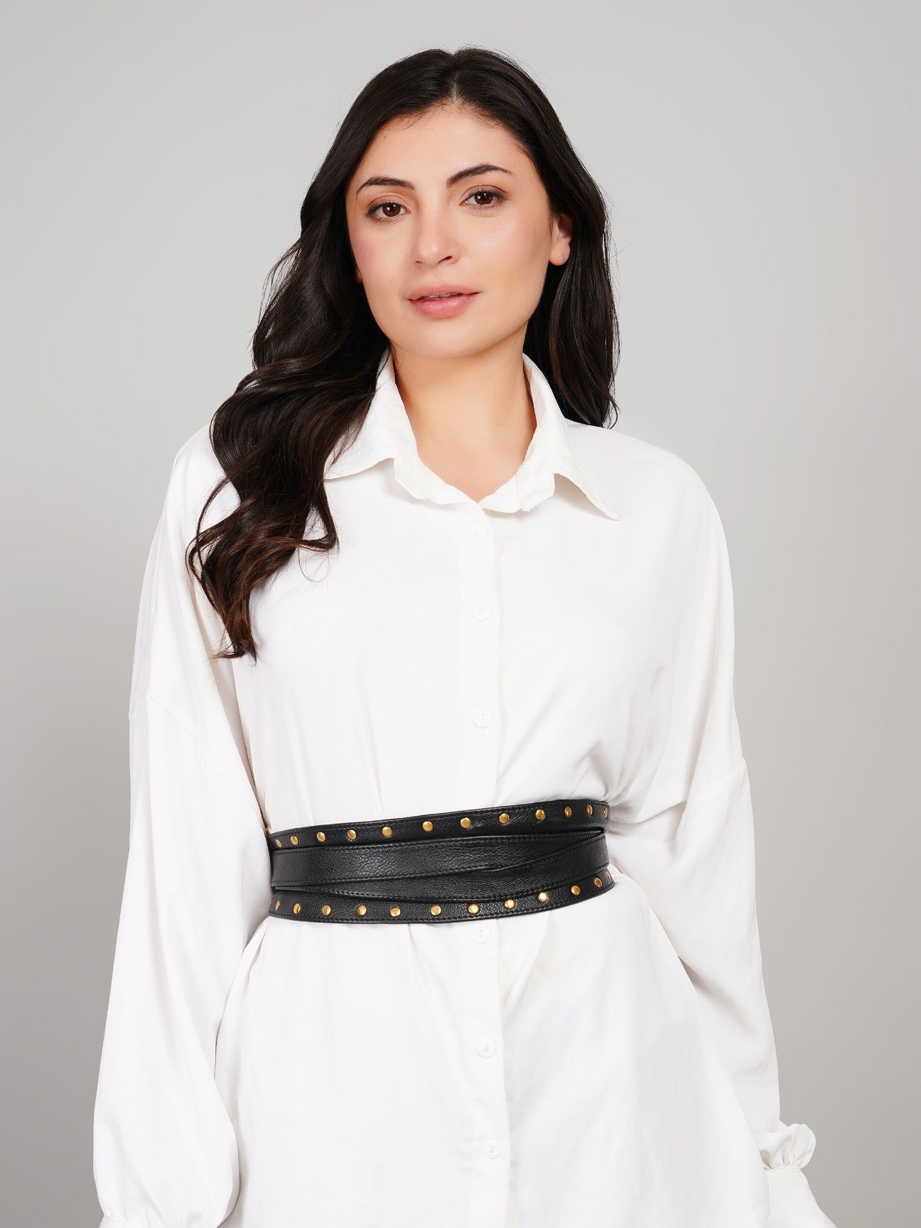 Black Studded Leather Wrap Belt - Urban Lilith