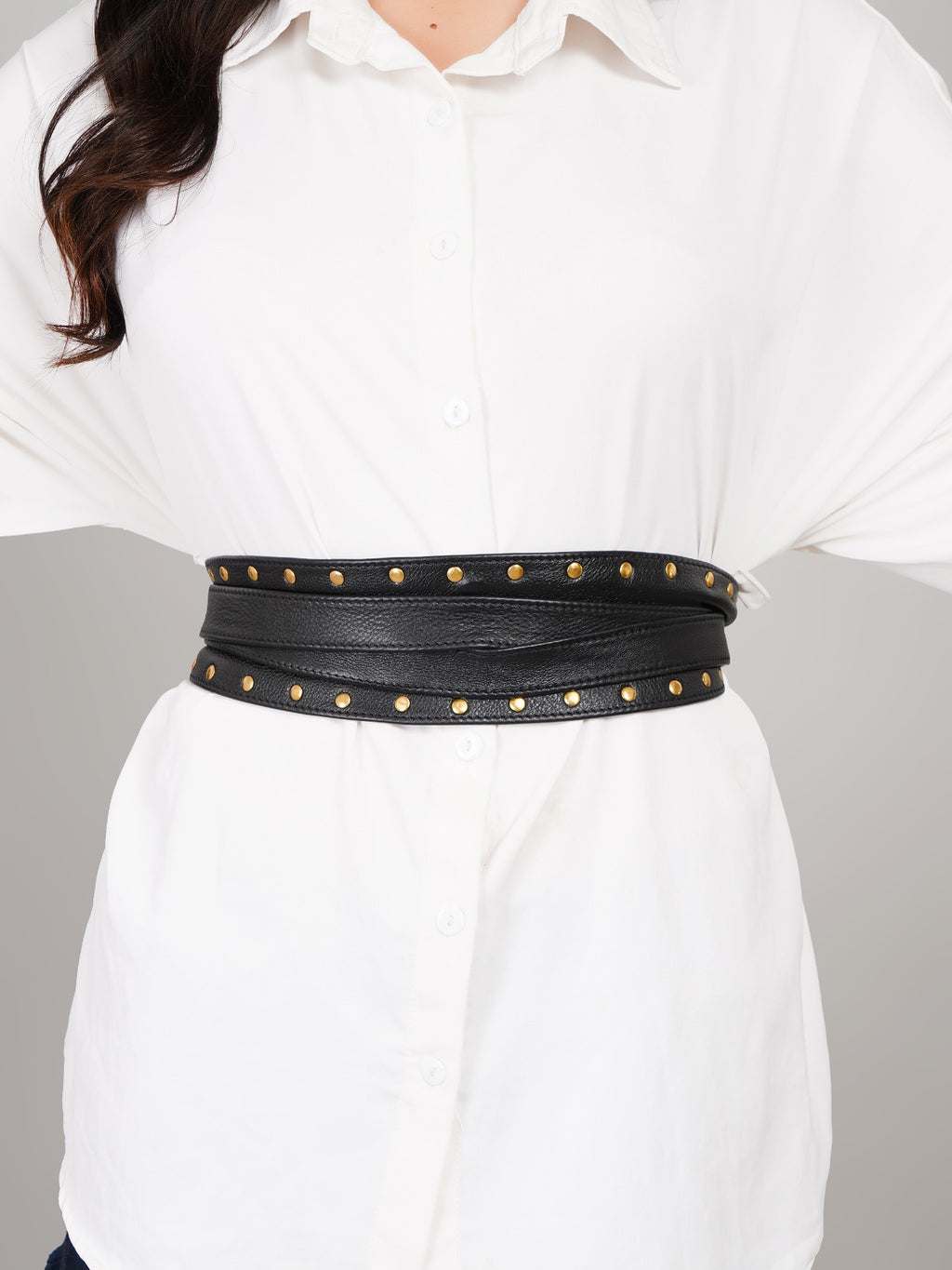 Black Studded Leather Wrap Belt - Urban Lilith