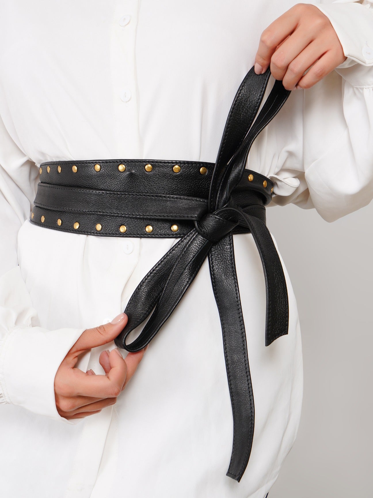 Black Studded Leather Wrap Belt - Urban Lilith