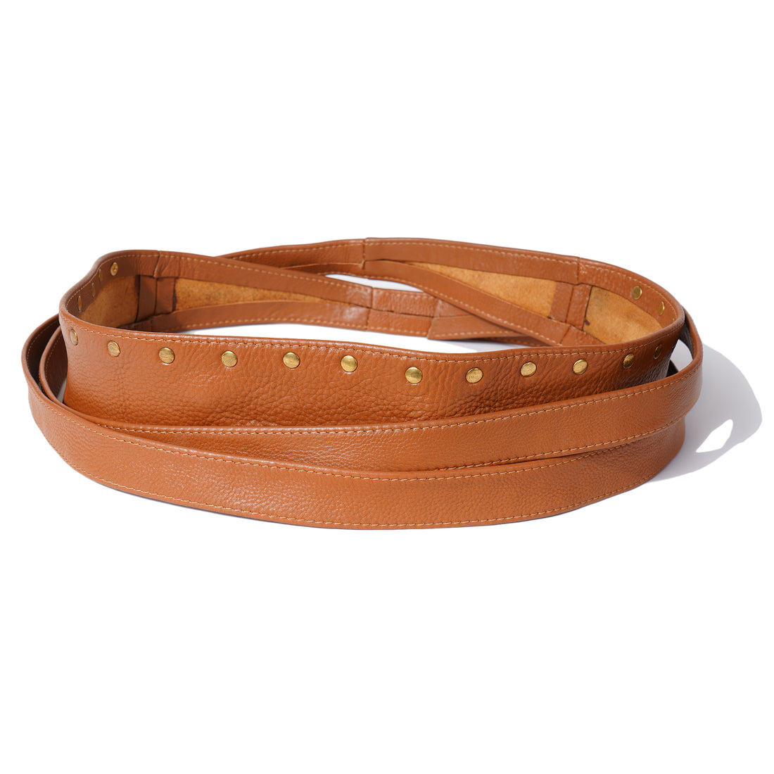 Tan Studded Leather Wrap Belt - Urban Lilith