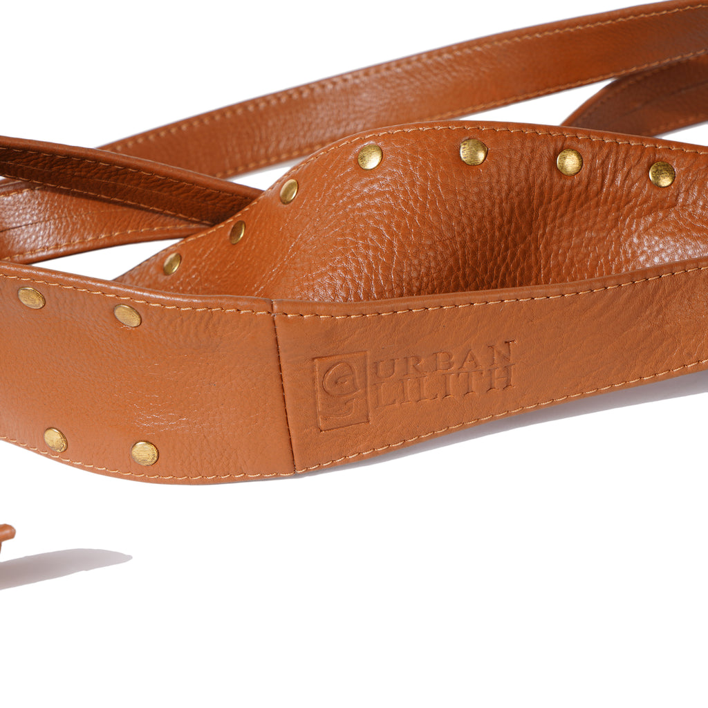 Tan Studded Leather Wrap Belt - Urban Lilith