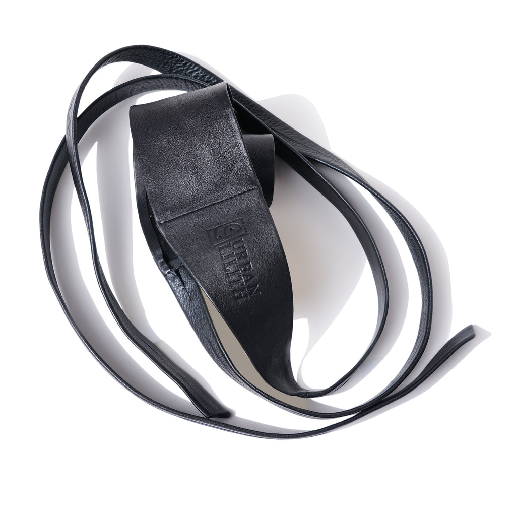 Classic Black Leather Wrap Belt - Urban Lilith